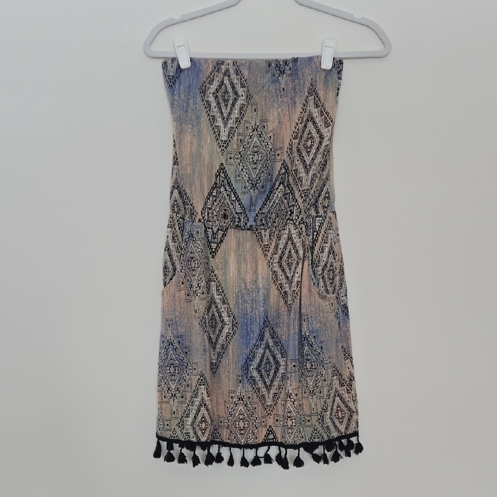 TART Strapless Bohemian Tassled Dress with Pockets Festival Feminine | Small